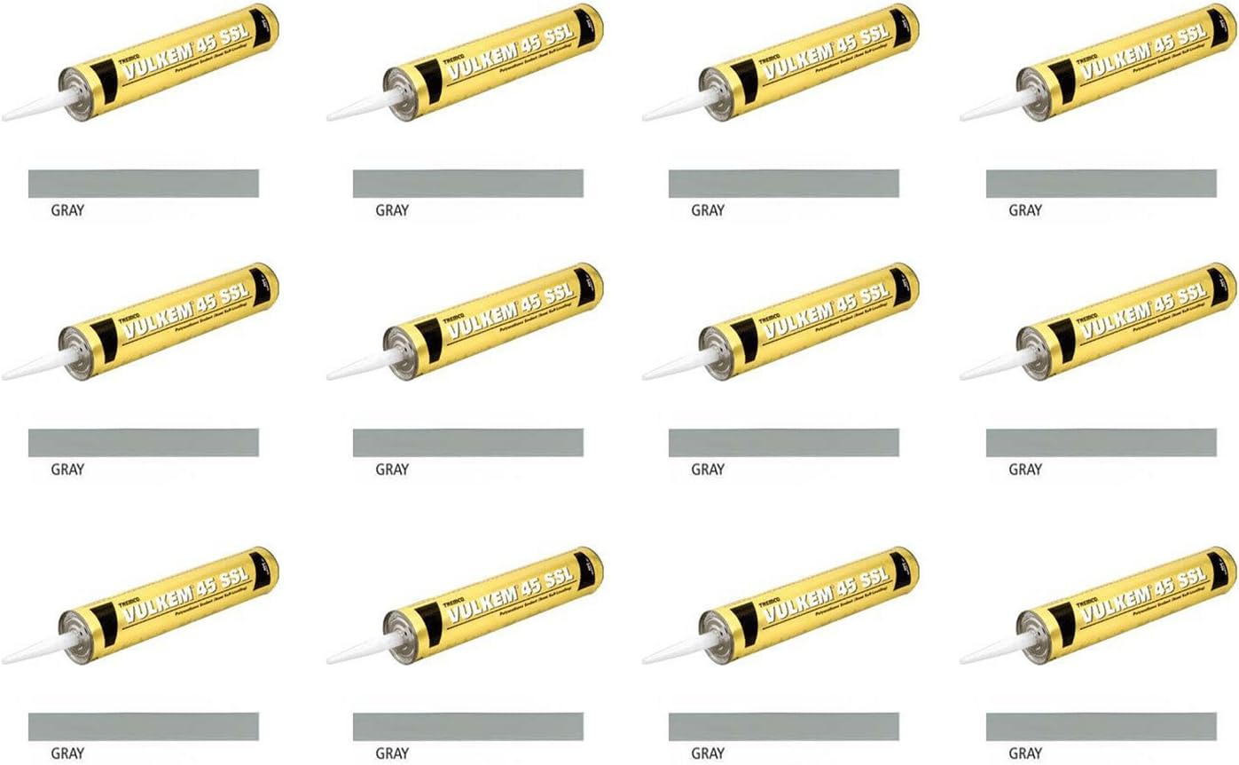 (Pack of 12) Tremco 45SSL Vulkem Polyurethane Semi-Self Leveling Sealant, Gray