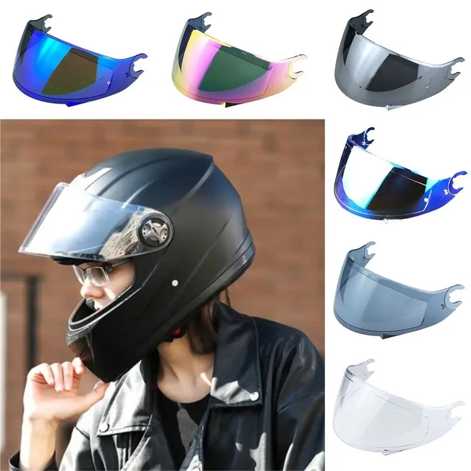 visera casco moto Visera for casco, repuesto de cara completa, lente for, accesorios for visera, parabrisas Accesorio Ajustable para Casco Integral(Red Gold)