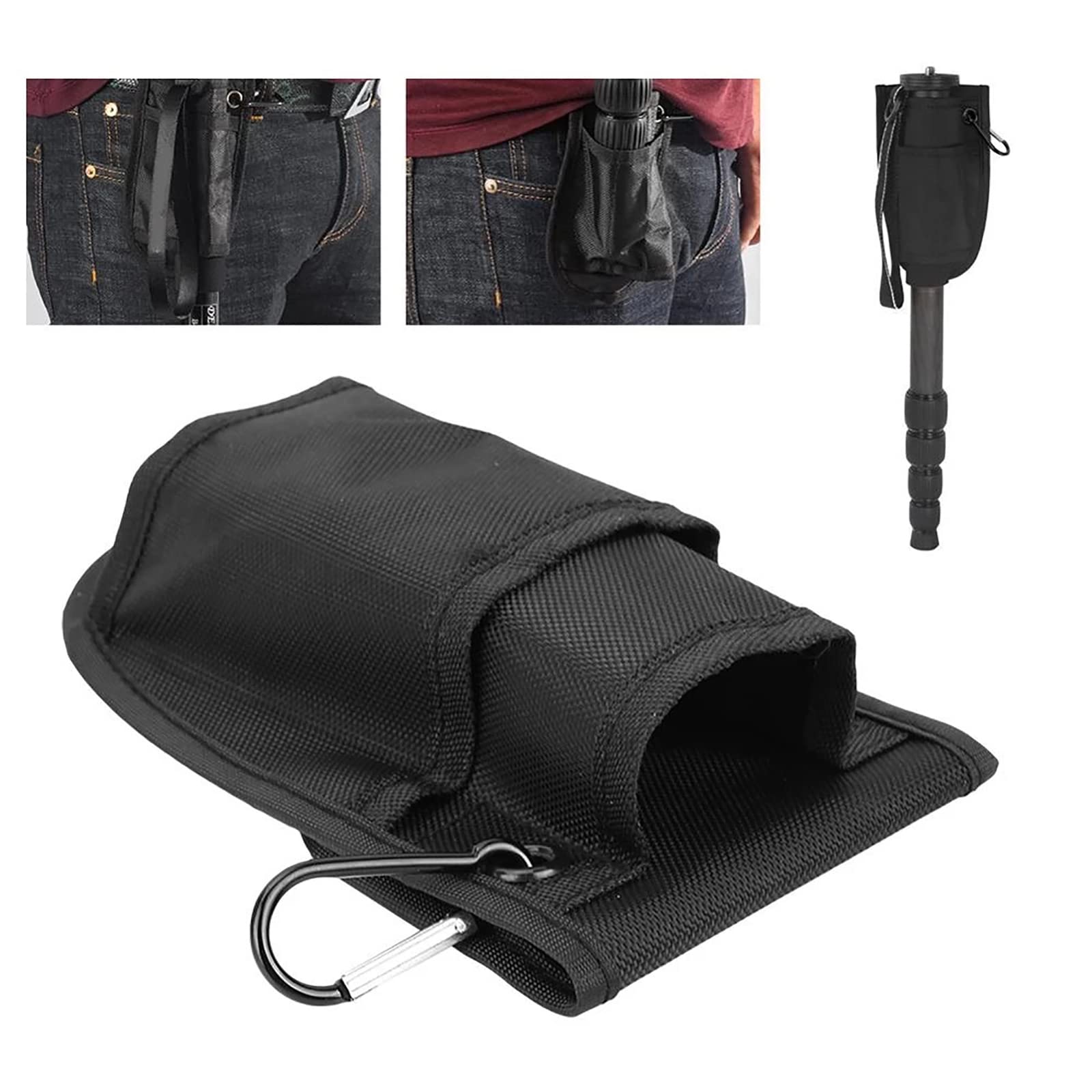 Marsupio portatile monopiede treppiede per fotocamera tascabile per DSLR supporto marsupio impermeabile monopiede cintura, Nero