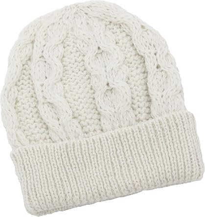 Aran Crafts One Size Irish Cable Knitted Honeycomb Hat 100% Merino Wool