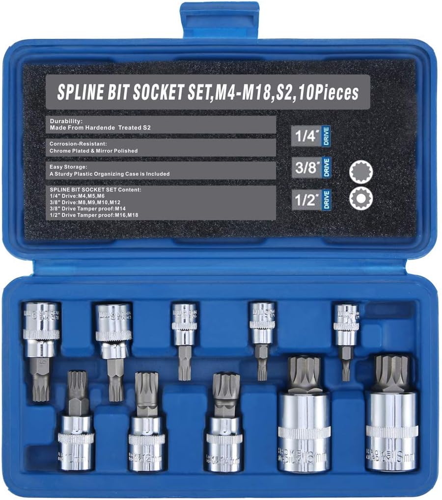 Amazon.com: 24pc XZN Triple Square Spline Bit Tamper Proof 1/4" 3/8" 1/ ...