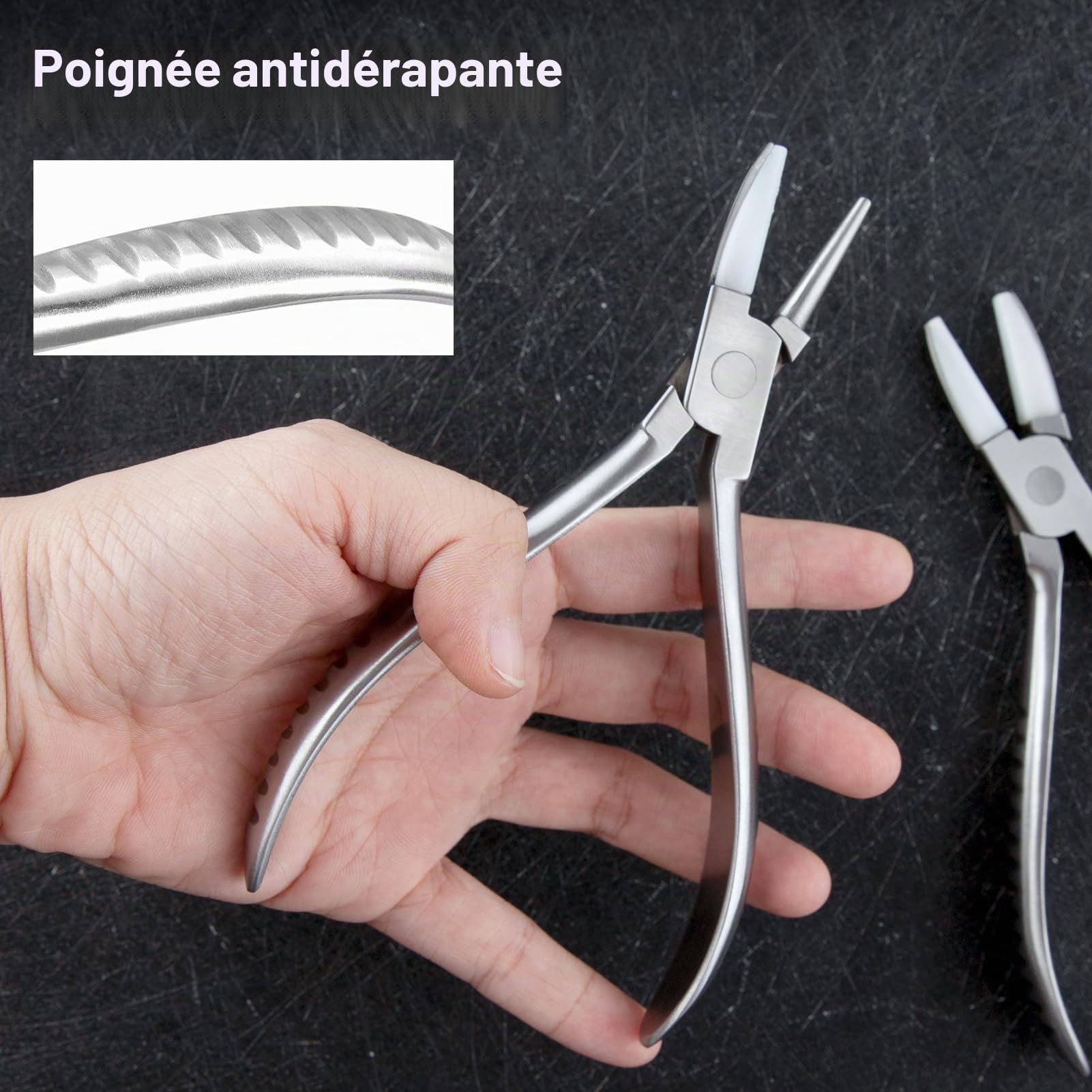 LEONTOOL Ensemble de pinces à mâchoire ronde et plate en nylon pour lunettes de vue - Outil de réparation de lunettes