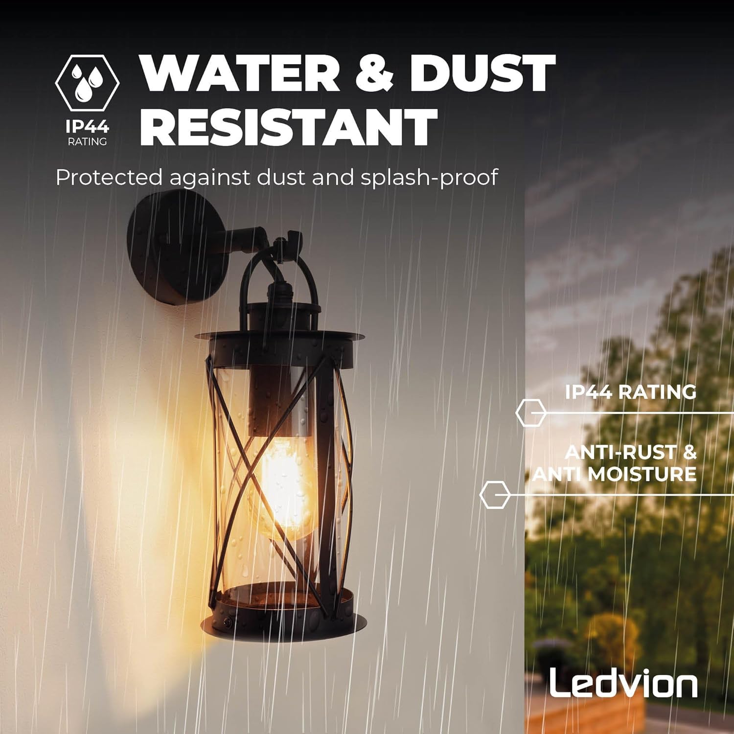 Ledvion LED Wall Lamp IP44 water and dust resistant