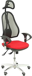 PIQUERAS Y CRESPO Silla Socuéllamos sincro malla negra asiento tela rojo brazos regulables con cabecero