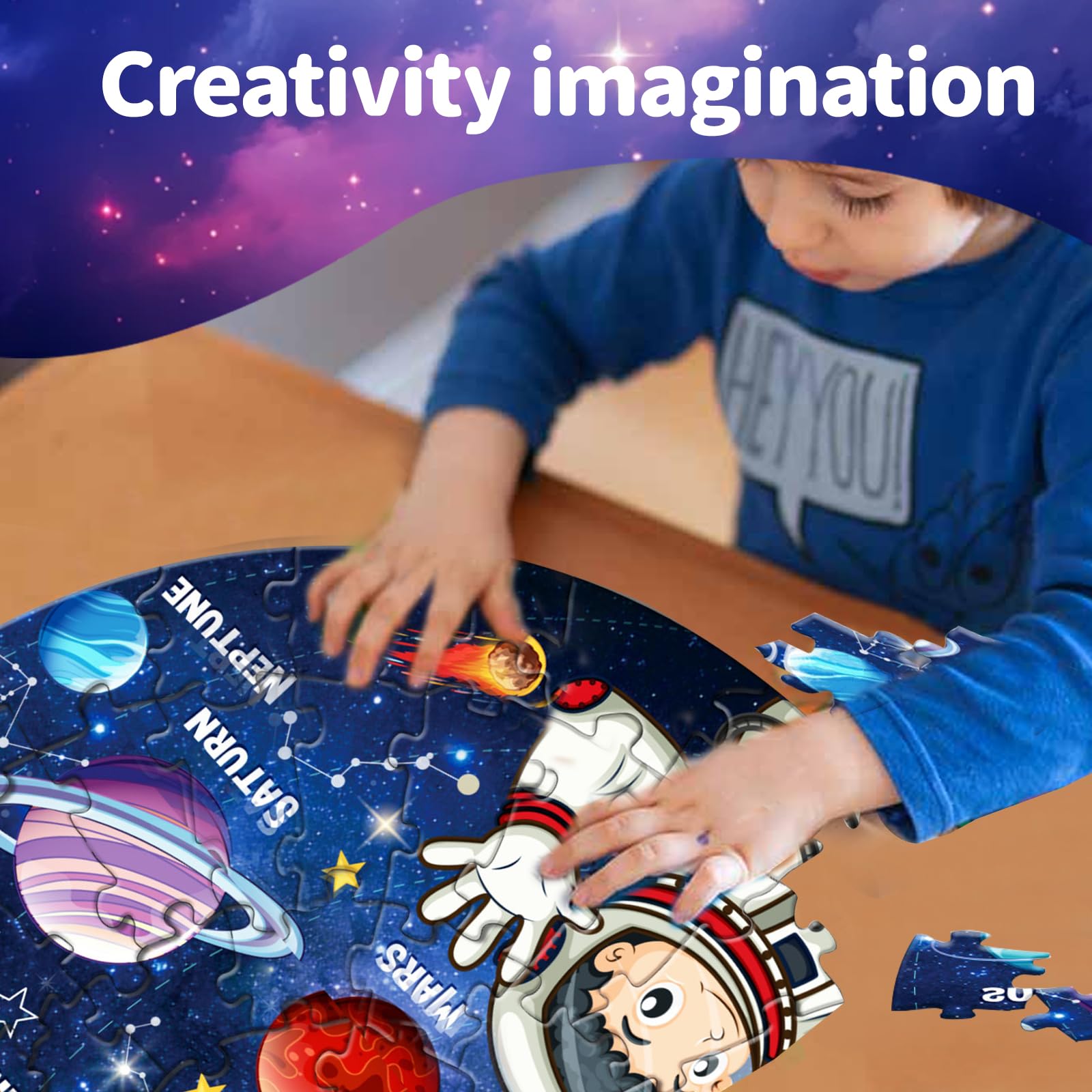 Puzzle per bambini con sistema solare, pianeta per bambini dai 3 agli 8 anni, grande 71 pezzi, giocattolo puzzle per l'apprendimento educativo