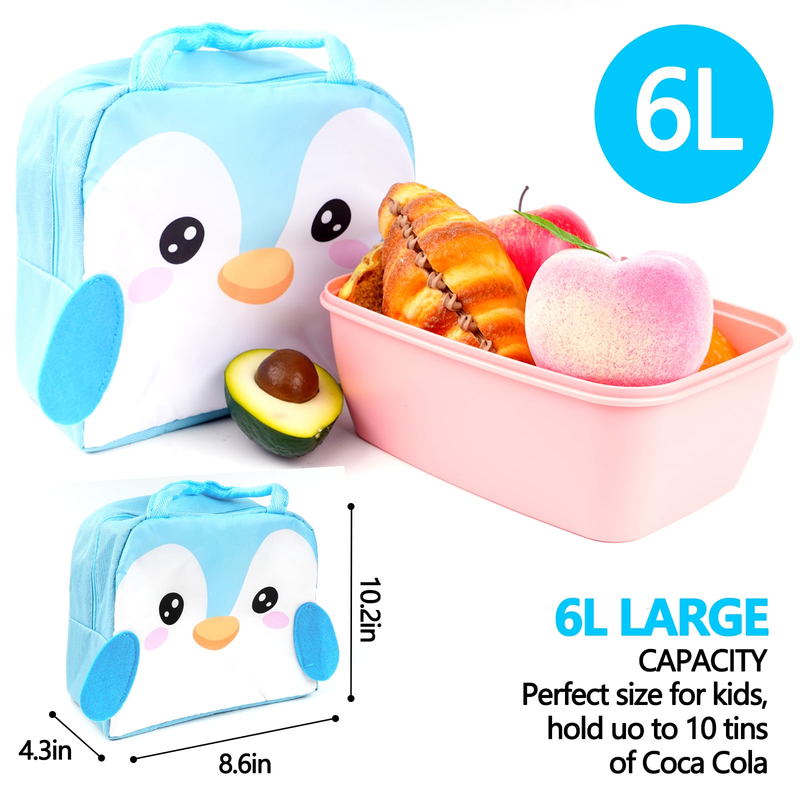Lunch Bags Tote Cooler Bag Insulated Reusable Lunch Tote Bags Cartoon Portable Lunch Box Bag for Work Office — view 3