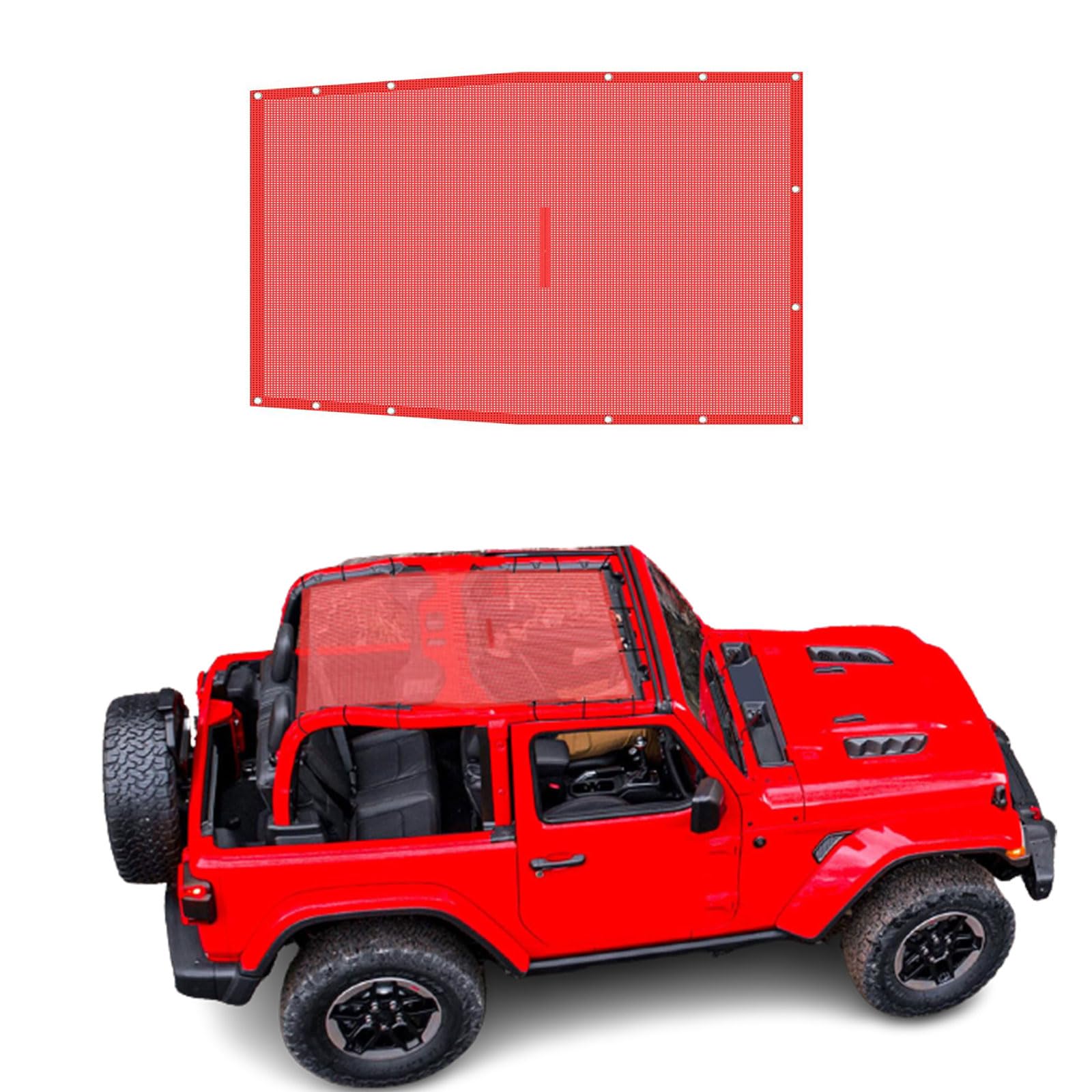 Parasol de Malla Superior Parasol, Bloqueador UV, Pantalla de Bikini para Jeep Wrangler JL JLU 2018-2022, 2 Puertas, Rubicon Sport Sport S Willys, Rojo,Standard