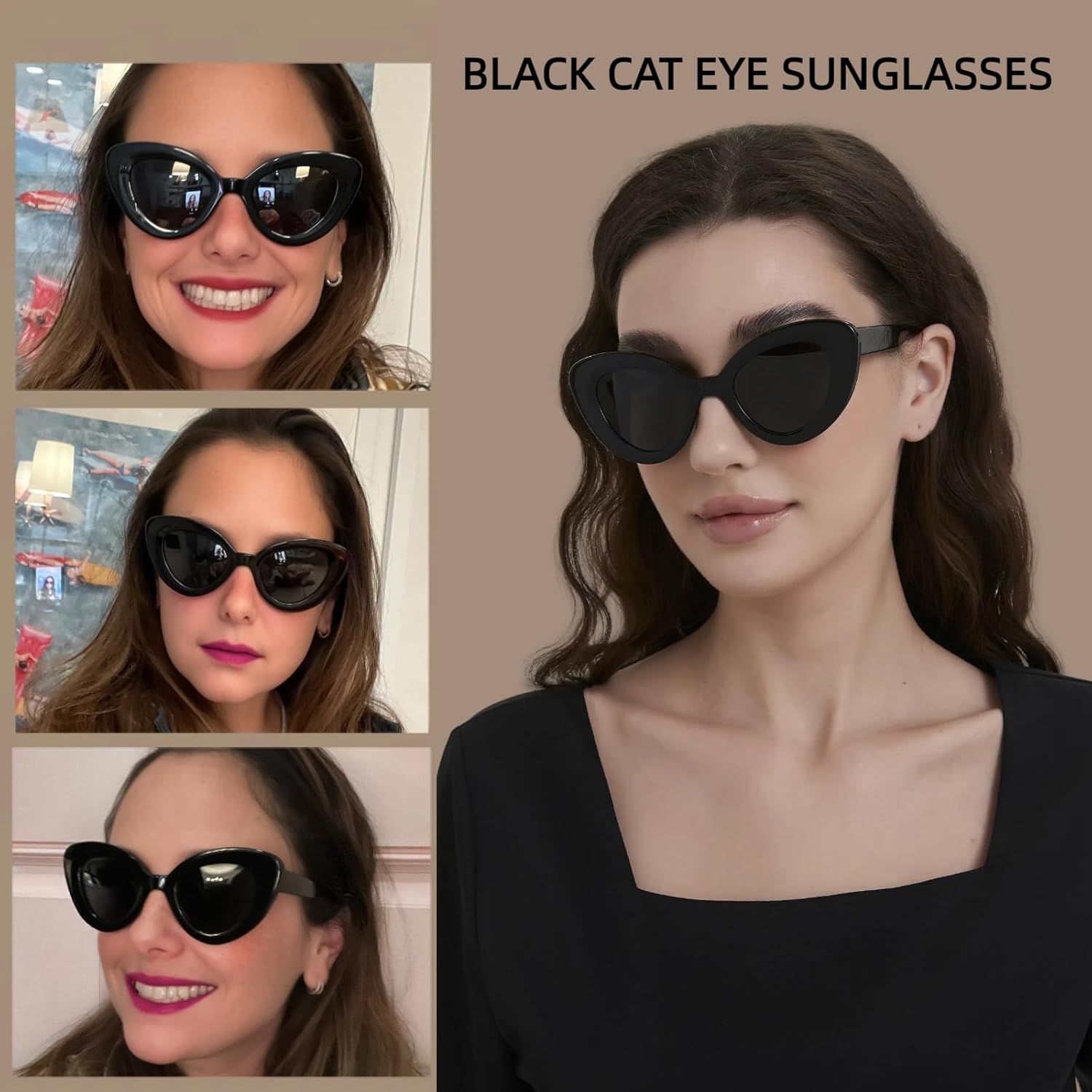 Cat Eye Sunglasses for Women, Trendy Retro UV Protection Sunglass, Stylish Vintage Cute Shades - Image 3
