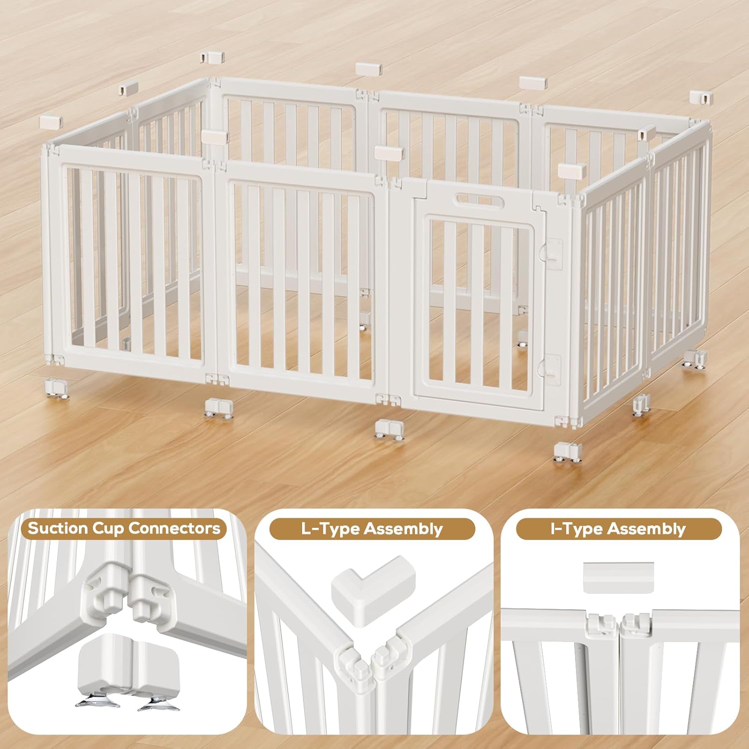 Dog Playpen,Clear Dog Pen, Acrylic Dog Pen，Easy to Install and Remove Dog Play Pen and Kennel Playpen, Suitable for Dogs, Cats,Dog Playpen Indoor (White, 23.6 inch Height, 10 Panels)