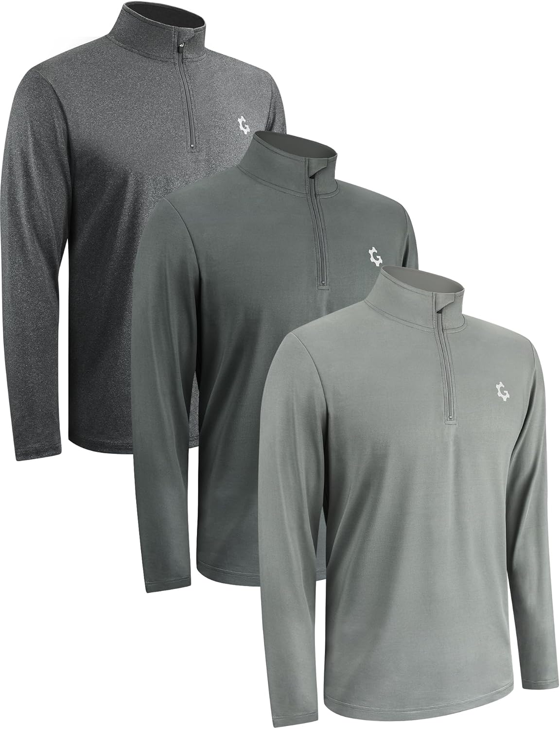 3Pack Quarter Zip Pullover Men 1/4 Zipper Sweatshirts Dry- Fit Long Sleeve Running Athletic Golf Work Out Gym Fishing Shirt Quick Dry Outdoor Active Sports Shirts Gray XL