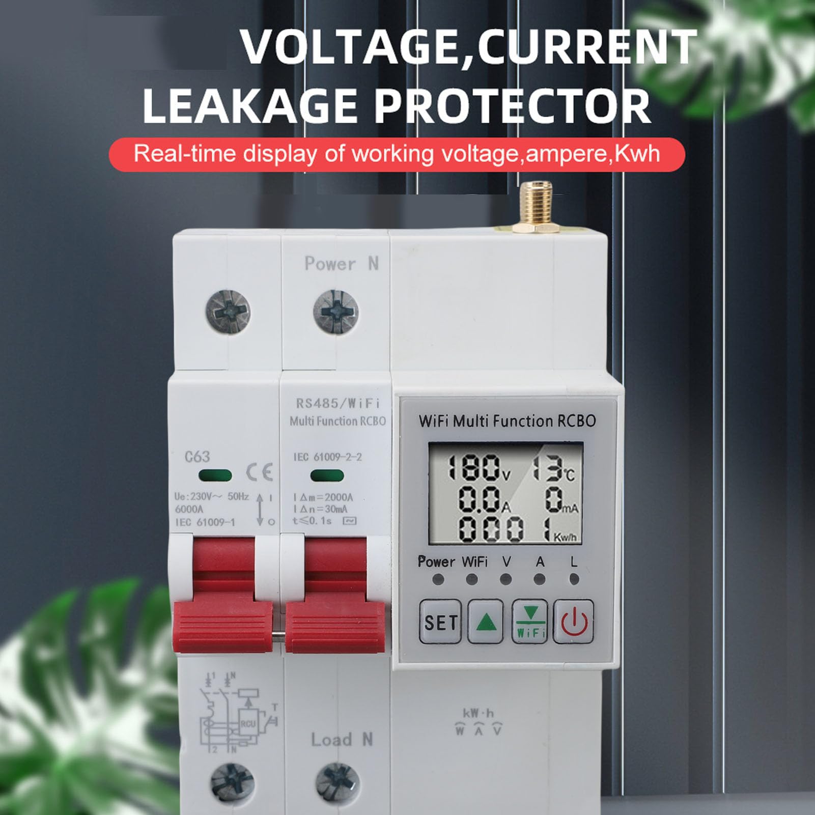 Eujgoov Impostazione del Timer di Controllo Dell'app WiFi Smart Circuit Breaker per L'interruttore D'aria Sotto Protezione di Perdita di Tensione 63A