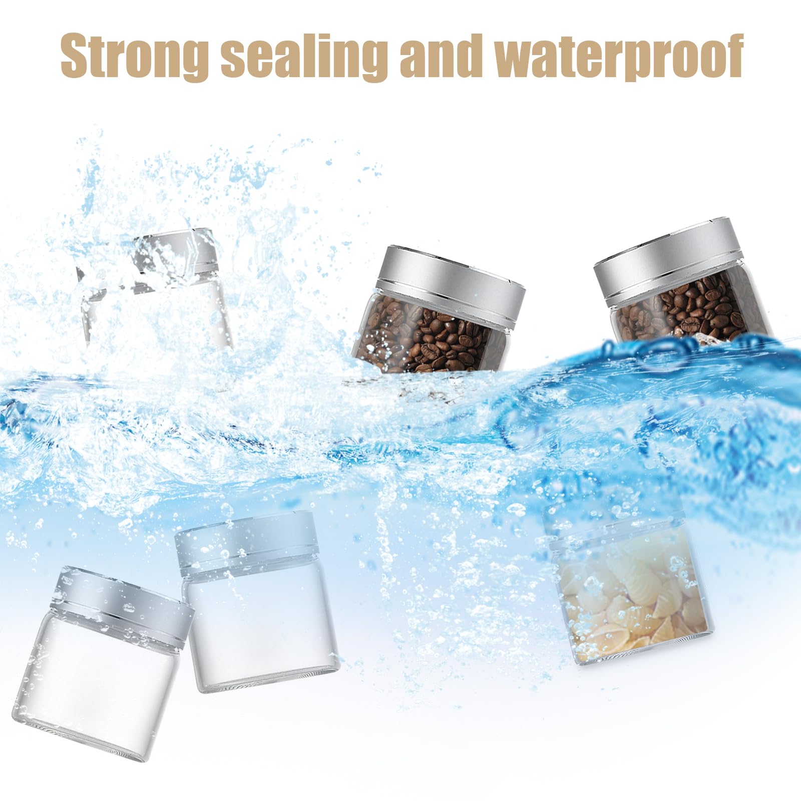 12 Pezzi Mini Barattoli di Vetro 50 ml con Coperchio ed Etichette, Contenitori Trasparenti per Lozione, Crema, Unguenti, Erbe, Spezie