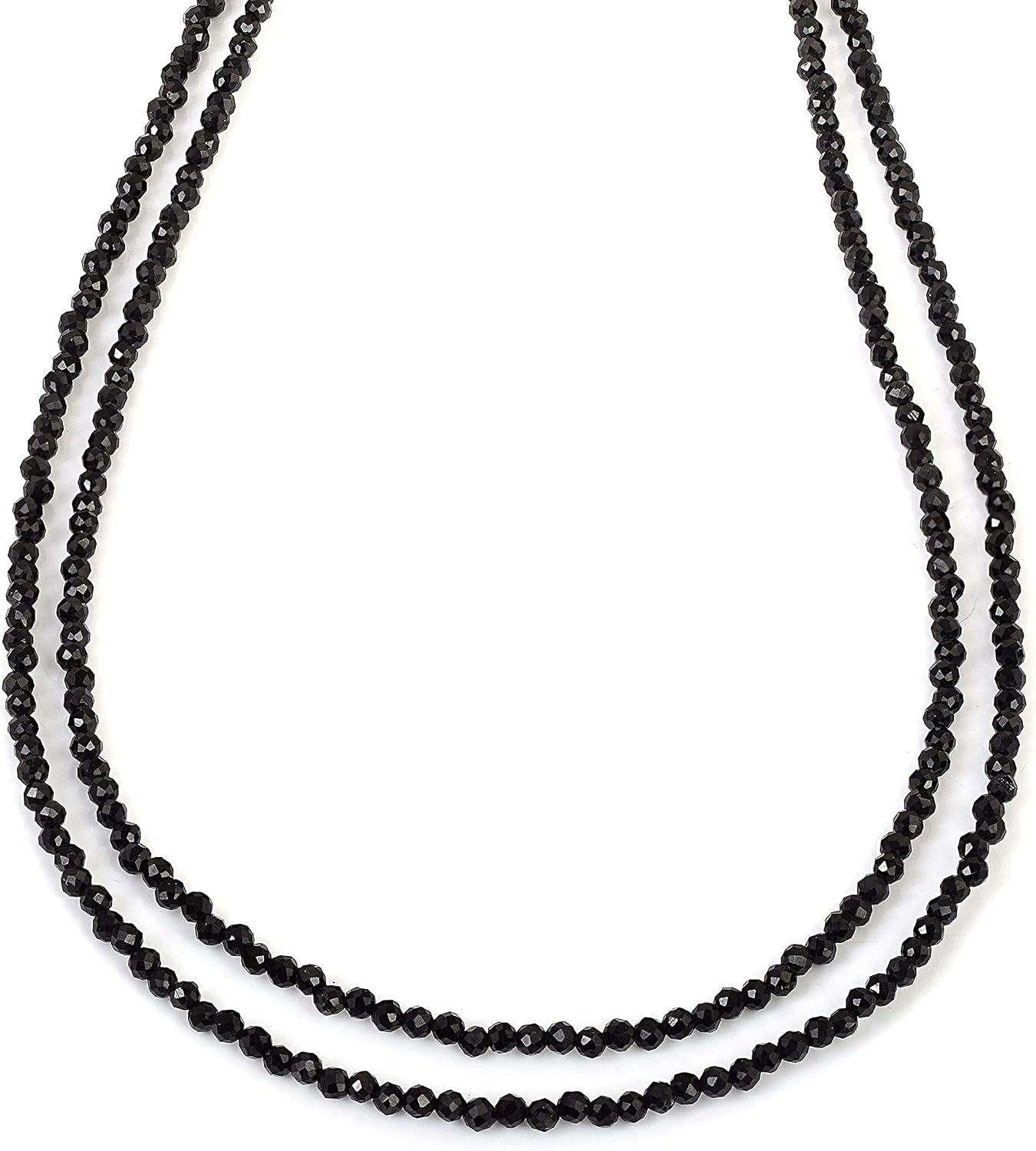 45cm Double Layer Black Spinel Necklace – Chunky Layered Gemstone Jewelry Gift for Men & Women