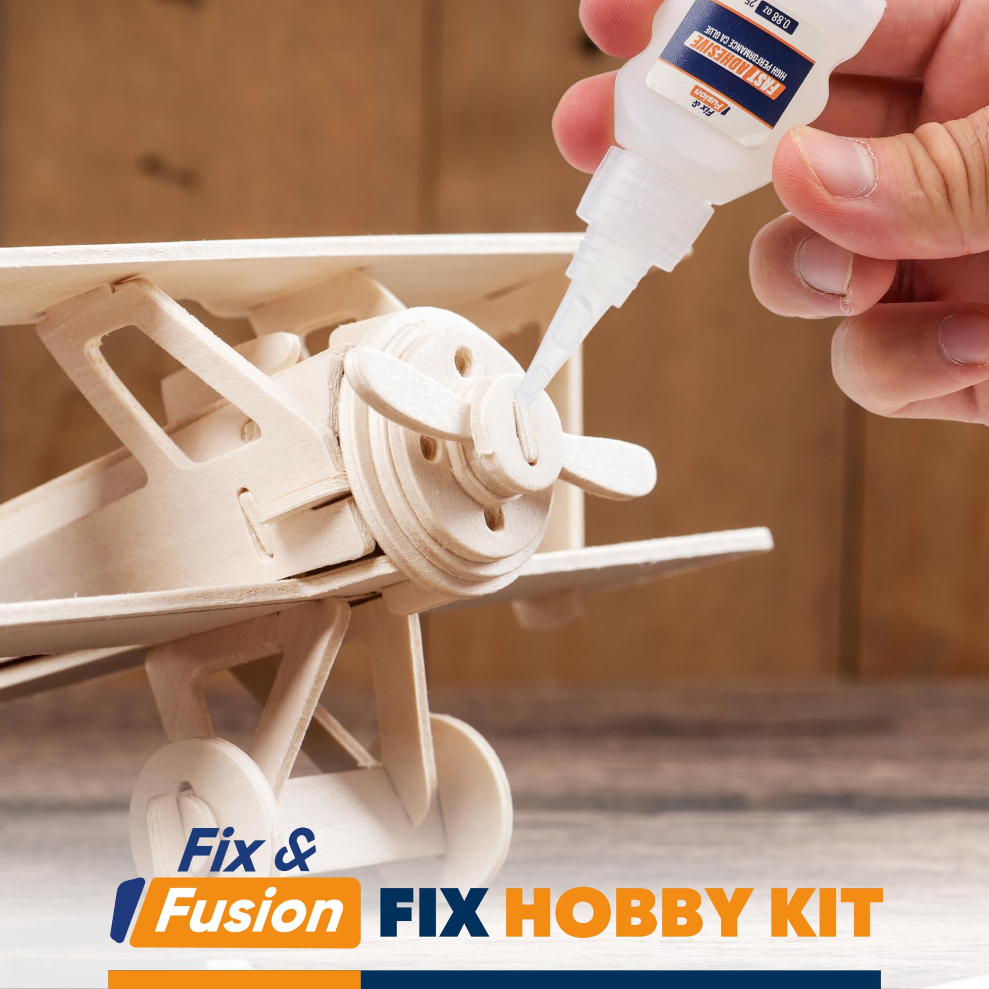 FIX & FUSION Set De Pegamento Instantáneo 25 g Con Spray Activador 100 ml, Adhesivo Rápido Para Madera, Plástico, Goma, Metal Y Cerámica. Ideal Para Bricolaje Y Reparaciones (1 Paquete)