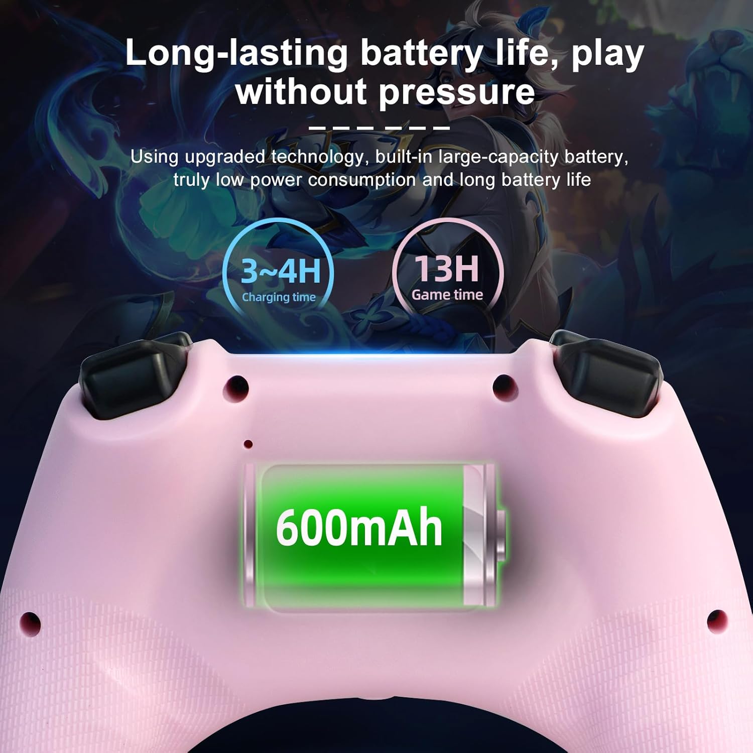 DYONDER Wireless Controller Compatible with PS4/Slim/Pro/PC with 6-Axis Motion Sensor, Type-C Port, Dual Vibration, 3.5mm Audio Jack, Multi Touch Pad, PS4 Remote Controller for Kids and Adults(PINK)