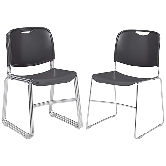 OEF Furnishings OEF8502/4 Ultra-Compact Plastic Sled Base Stack Chair Dark Gray, 4-Pack