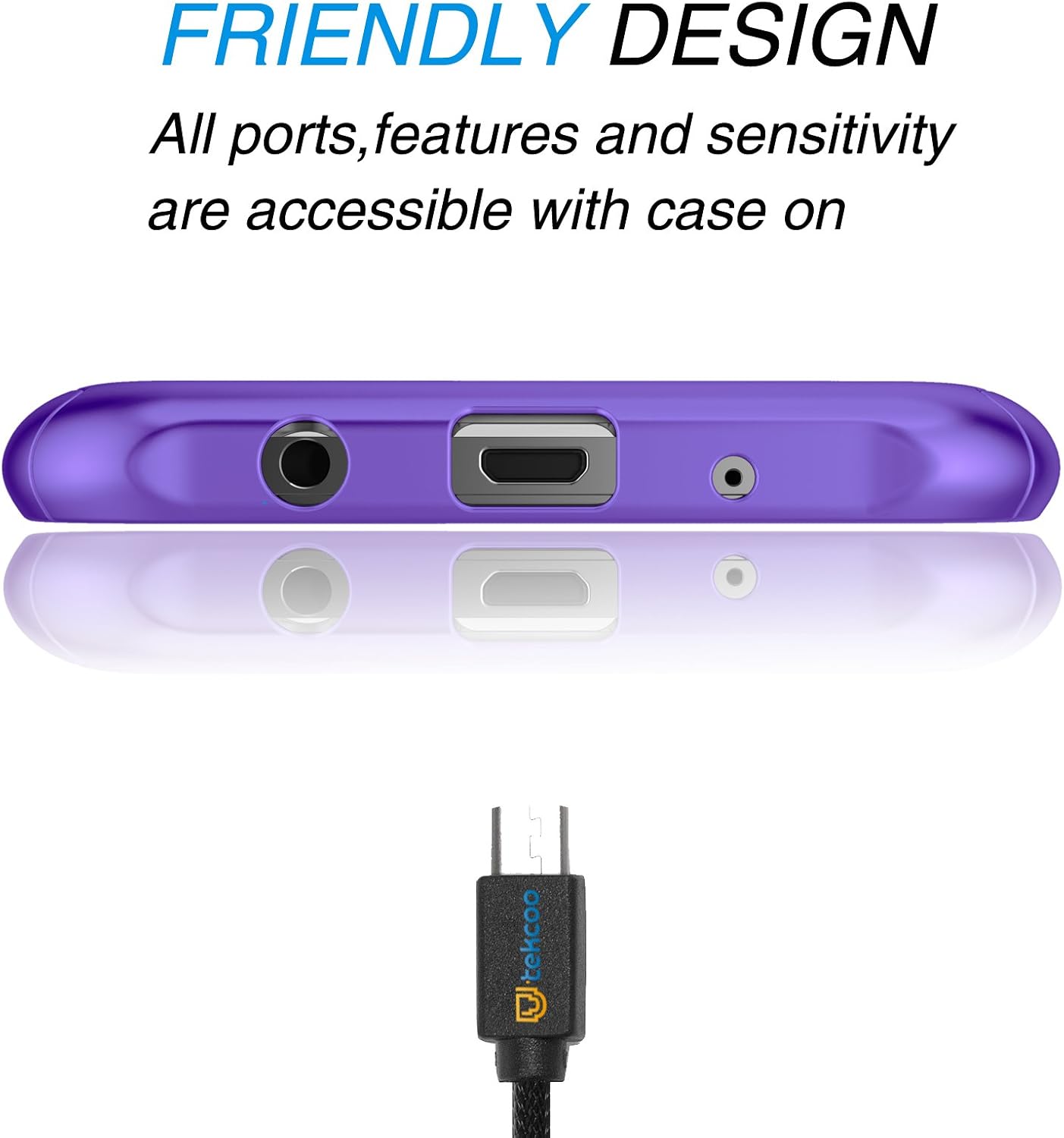 Tekcoo for Galaxy J7 Case, [T360 HY] Ultra Thin Full Body Coverage Protection Scratch Proof Hard Slim Hybrid Cover Shell with Tempered Glass Screen Protector for Samsung Galaxy J7 SM-J7008 [Purple]