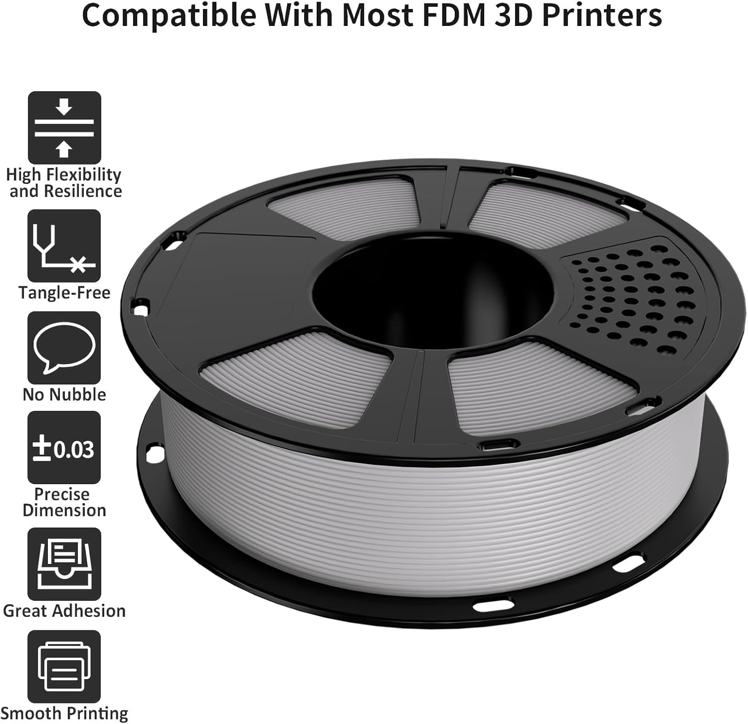GIANTARM PLA Filament,Matte Light Gray 3D Printer Filament 1.75mm, Matte PLA 1KG Spool(2.2lb),Dimensional Accuracy +/- 0.02 mm,3D Filament for Bambu Lab