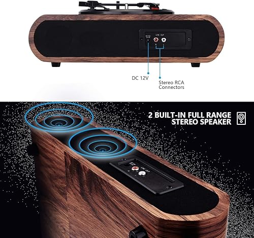 Miniatura 3 de popsky Tocadiscos, altavoces estéreo de doble canal integrados con lápiz capacitivo Ruby actualizado, tocadiscos retro Bluetooth de 3 velocidades de