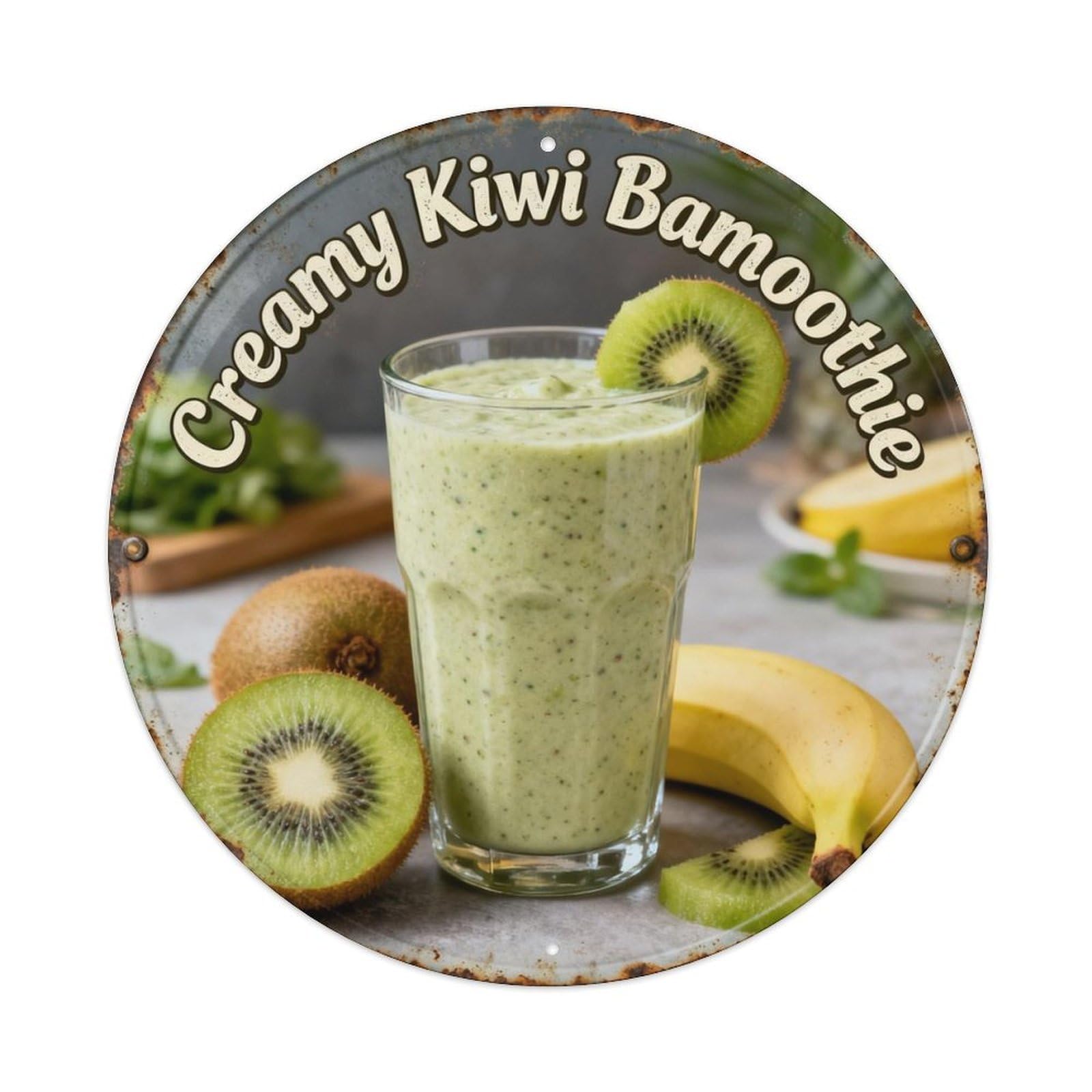 Creamy Kiwi Banana Smoothie Metal Tin Sign Plaque