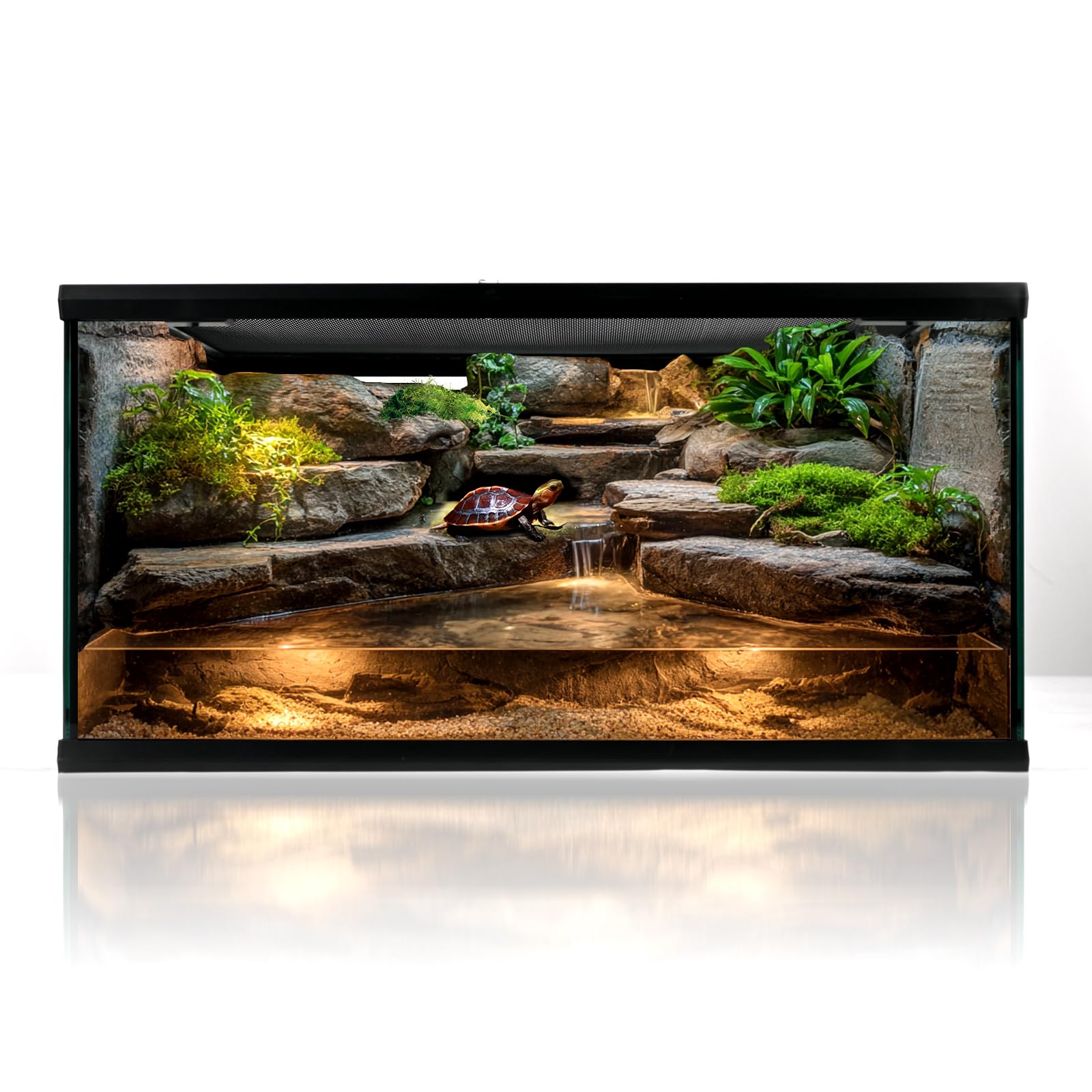 Tanque de vidrio para reptiles de 20 x 12 x 10 pulgadas, terrario premontado para tortuga, cangrejo ermitaño, dragón barbudo, geco, lagarto, serpiente, araña, pez, tarántula, con ventilación