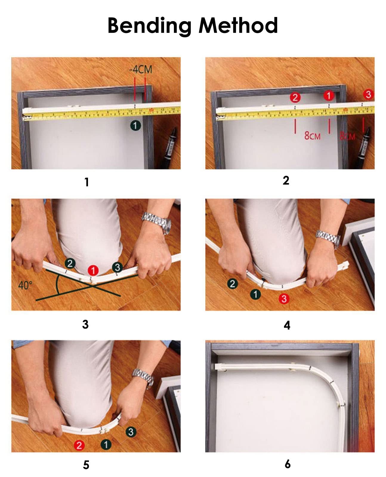 Rail de rideau de plafond robuste – Système de séparation de pièce en aluminium flexible pour camping-car et hôpital – Montage incurvé facilement disponible en longueurs de 2 à 7,9 m (noir, 3 m)
