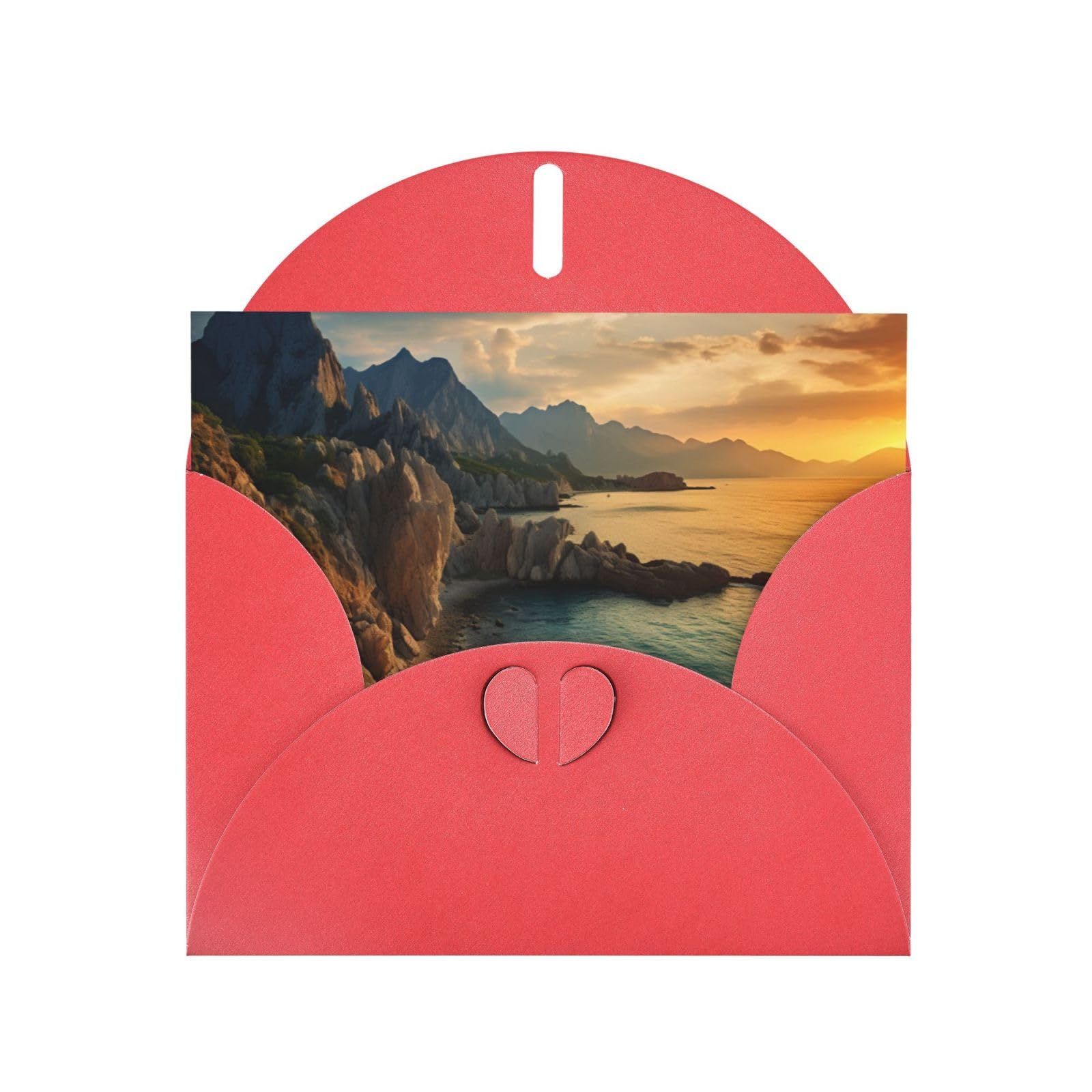 Stones Blue Sea Ocean Sunrise Mountain Pearl Paper Festival Card (Horizontal) Thank You Card Invitation Card Blank Card