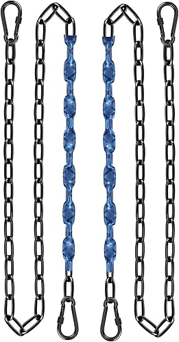 Vista 10 de JACNITAD Cadena de silla colgante de 64 pulgadas (2) + 4 eslabones rápidos gratis, rodamiento de carga de 1000 libras, columpios de patio