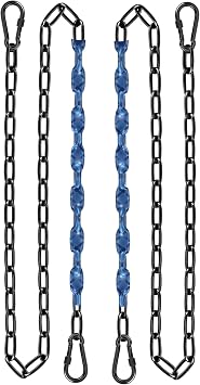 64inch Hanging Swing Chair Chain 2+ 4 Free Quick Links, 1000LB Load Bearing,Indoor and Outdoor Playground Swings, Hammocks, Sandbags Swing Chains Blue, 2 Pack 64 Inch