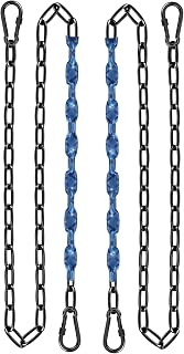64inch Hanging Swing Chair Chain (2)+ 4 Free Quick Links, 1000LB Load Bearing,Indoor and Outdoor Playground Swings, Hammocks, Sandbags Swing Chains (Blue, 2 Pack 64 Inch)
