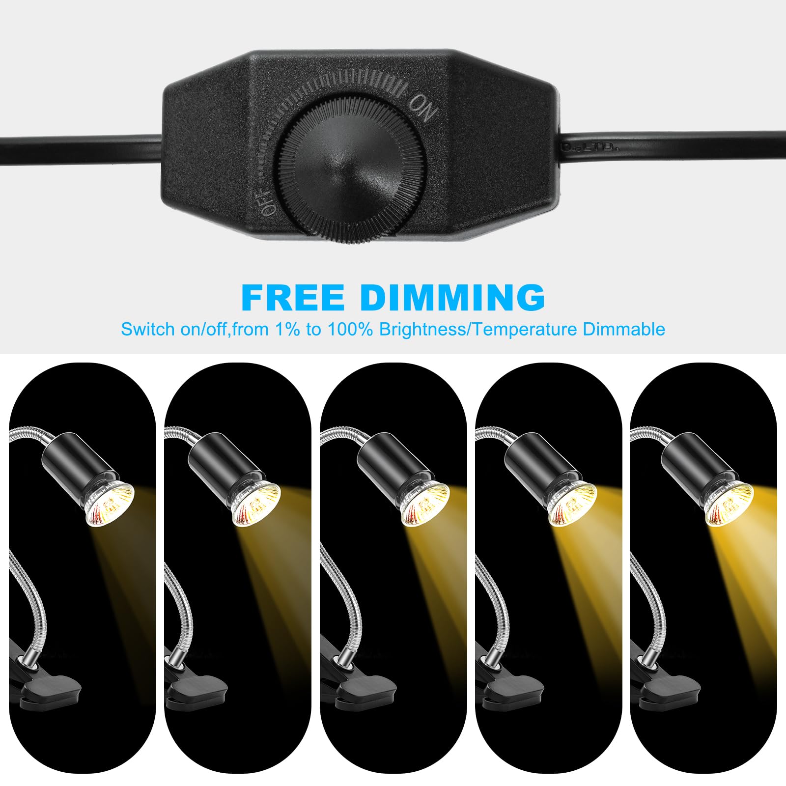 vsshe Lámpara Calor para Reptiles, E27 Regulable Lámpara de Calor de Terrario Regulable con Clip, Dos Lámparas Calor Arrastre de Tortuga UVB/UBA de 50 W, Apto para reptiles y anfibios — view 6