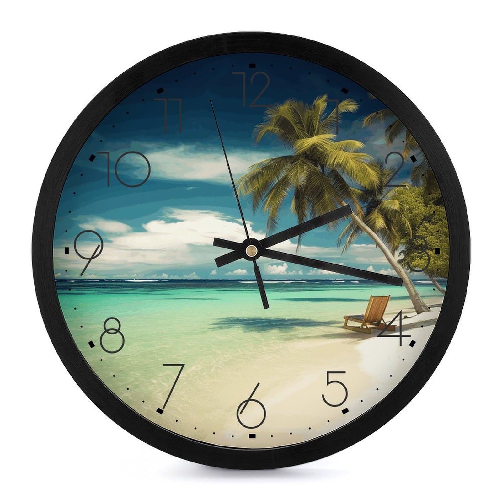 Horloge murale moderne silencieuse fonctionne à piles tropicales pour le bureau