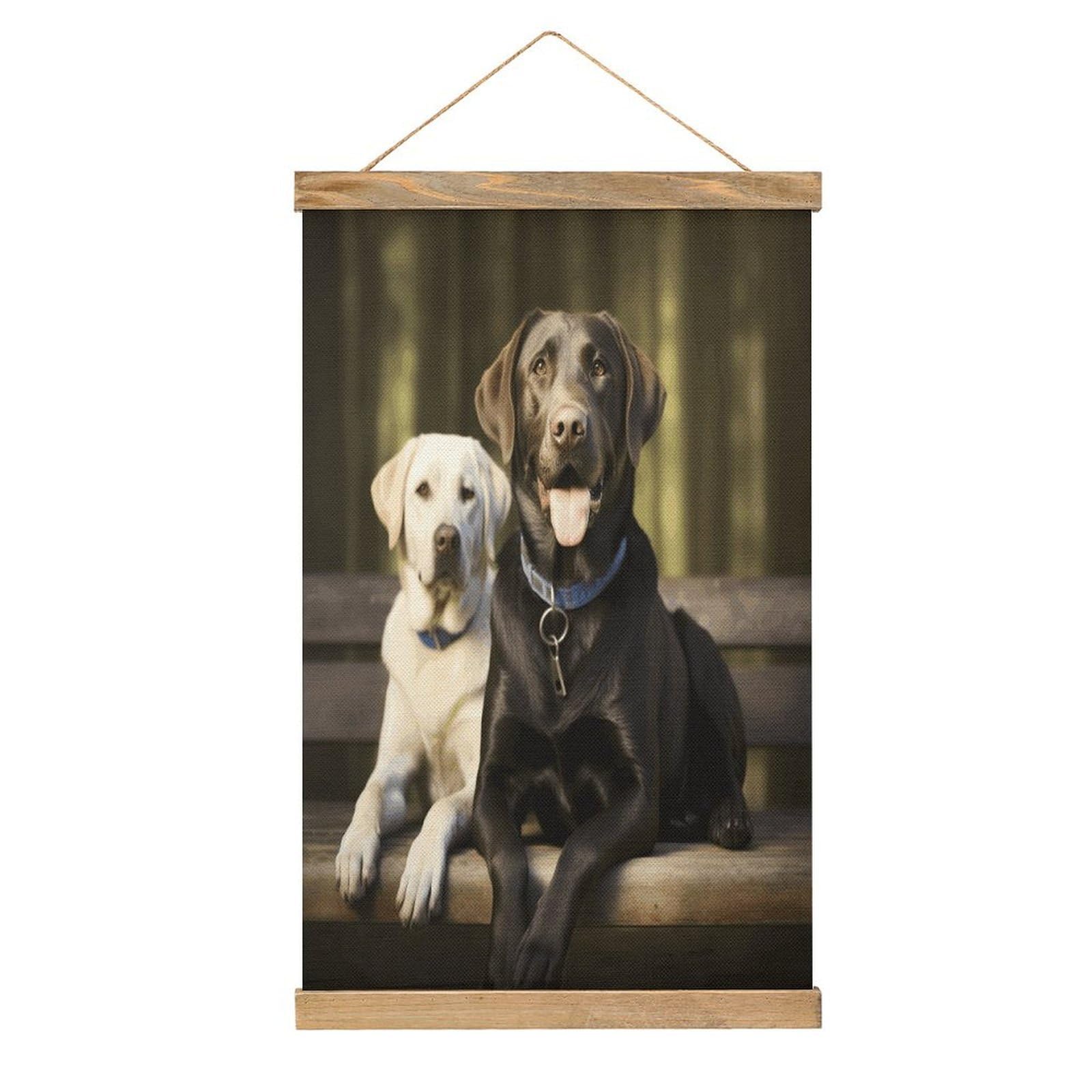 FekiLoot Labrador Wall Art Poster Hanger Frame Linen Wall Art Decor Vintage Hanging Poster Hanging Wall Decor Rustic Retro Wall Art Print for Living Room Decor 20.4 X 13.1Inches