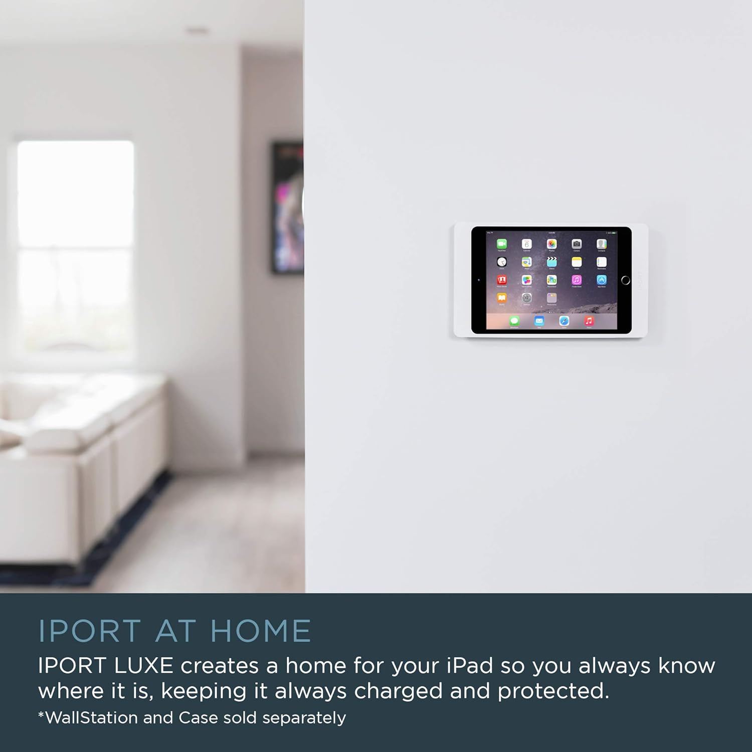 IPORT Luxe (LuxePort) WallStation iPad Wall Mount - Compatible with All Luxe Cases for iPad mini 4 and 5, iPad 9.7, 10.2, 10.5 - White