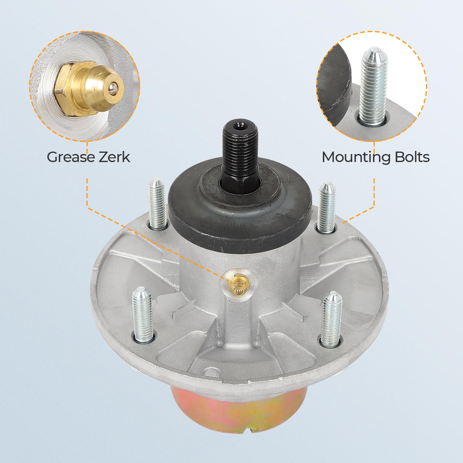 Lawn Mower Spindle for John Deere X330 X350 X354 X370 X380 X384 X390 X394 X758 S240 ZTrak Z335E Z535M Lawn Tractors Mandrel Assembly Replacement Part Number AM144608 2 Pack