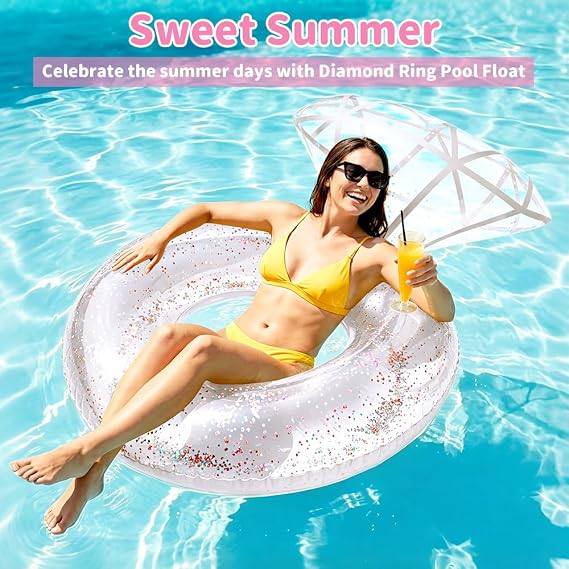 Pool Floats, Inflatable Diamond Ring Pool Float, Hen Do Pool Inflatables, Engagement Ring Floatie, Inflatable Floaties for Adults, Hen Bride Engagement Wedding Party Pool Float