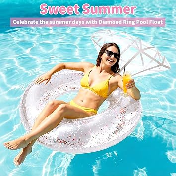 Pool Floats, Inflatable Diamond Ring Pool Float, Hen Do Pool Inflatables, Engagement Ring Floatie, Inflatable Floaties for Adults, Hen Bride Engagement Wedding Party Pool Float