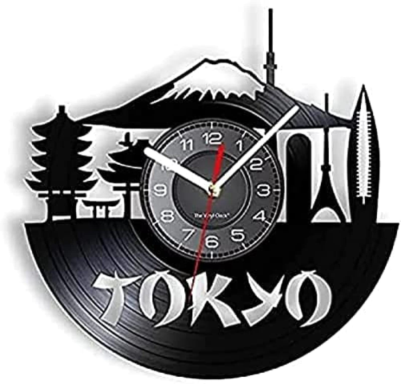 Horloge murale disque vinyle Tokyo 30cm pour décoration de salon et de bureau