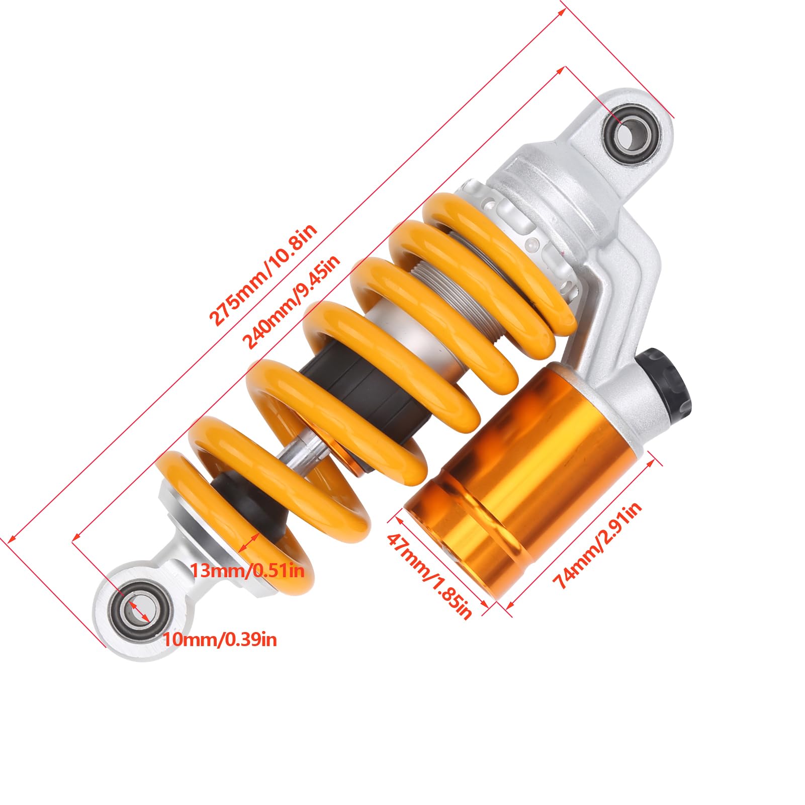 CHICIRIS Uniwersalny Amortyzator 240 Mm Trwały Amortyzator Zawieszenia do Motocykla ATV Off Roader Wykonany z Materiału Aluminiowego 6063 Pasuje do Motocykli Terenowych ATV Gokartów 1 X