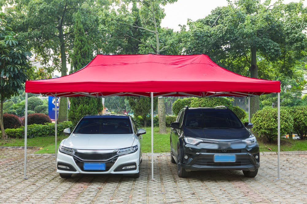 20x10 ft Outdoor Portable Foldable Car Parking Garage Shelter Tent | Heavy-Duty Waterproof UV-Resistant Car Shed | Metal Frame Canopy for Cars, Bikes & SUV (3x6 Meter) (RED)-image-44