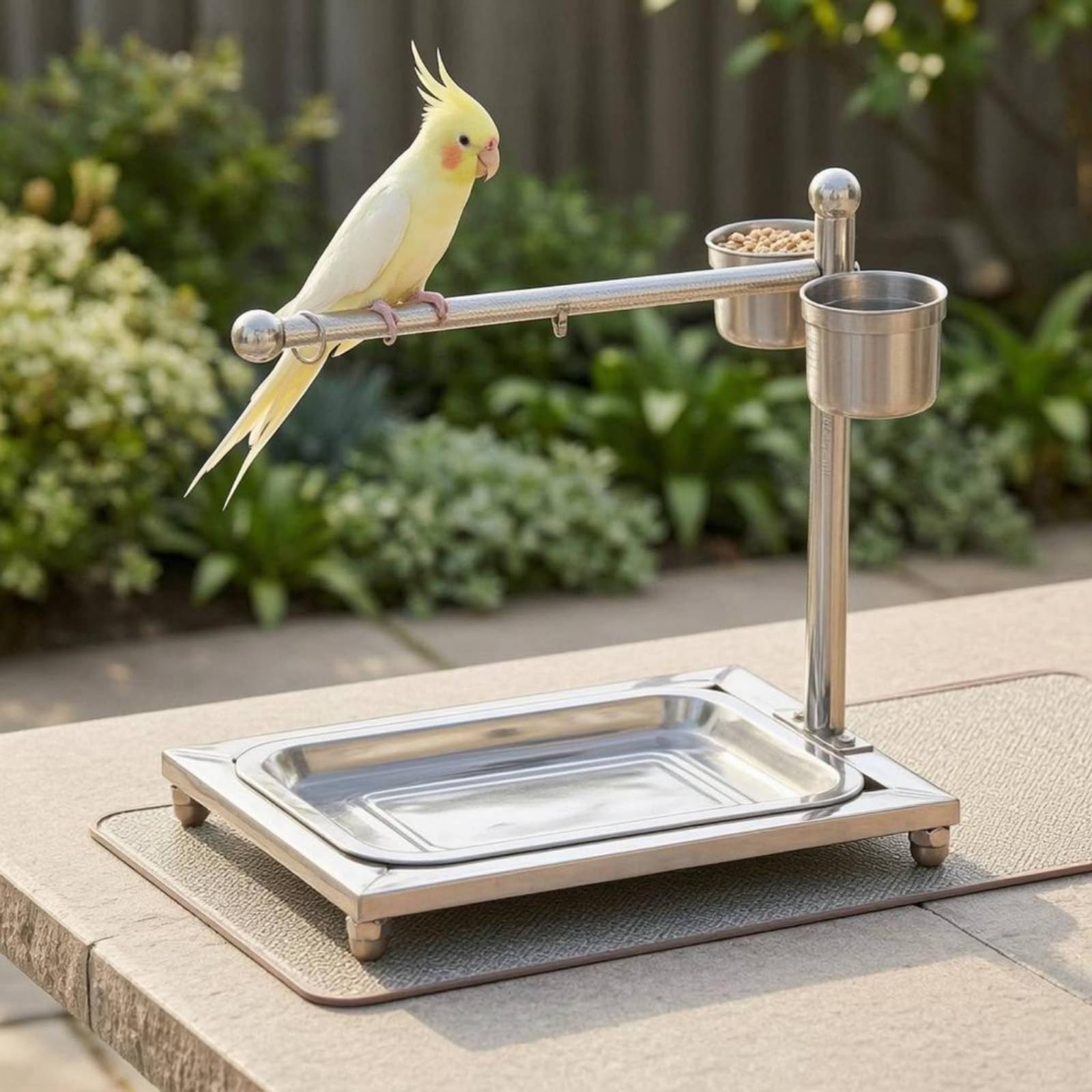 Baoblaze Bird Training Stand Soporte para Entrenamiento de Aves Percha para Loro Base Desmontable Accesorios de Acero Inoxidable Adecuado para el Hogar y Actividades Diarias, Grande