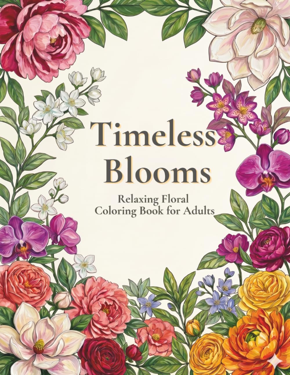 Timeless Blooms: Relaxing Floral Coloring Book for Adults