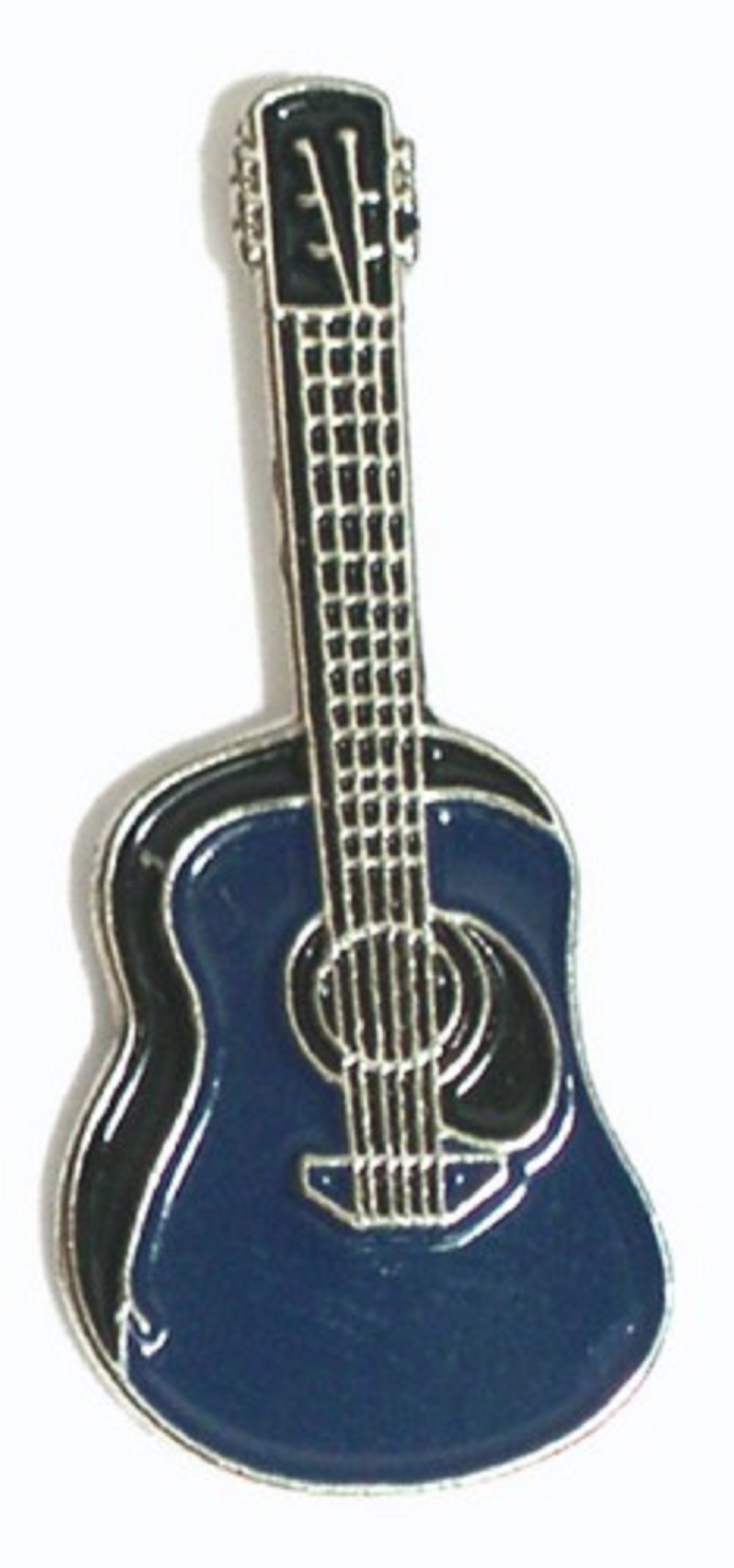 Metal Enamel Pin Badge Rock Folk Country Music Acoustic Guitar in Blue