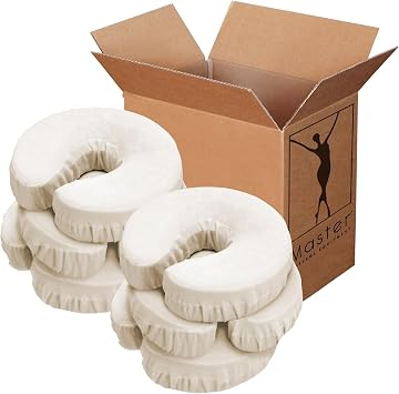 Master Massage Pack of 6 Flannel Face Cradle Covers for Massage Tables- 100% Cotton Extra Large Face Pillow Covers- Massage Headrest Face Rest Cover Setfor Face Cushion - Machine Washable, Off White