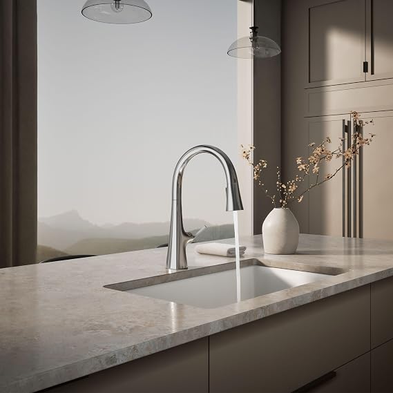 KOHLER K-22068-WB-CP Graze Touchless Smart Voice Control, Kitchen Sink Faucet Konnect, Polished Chrome