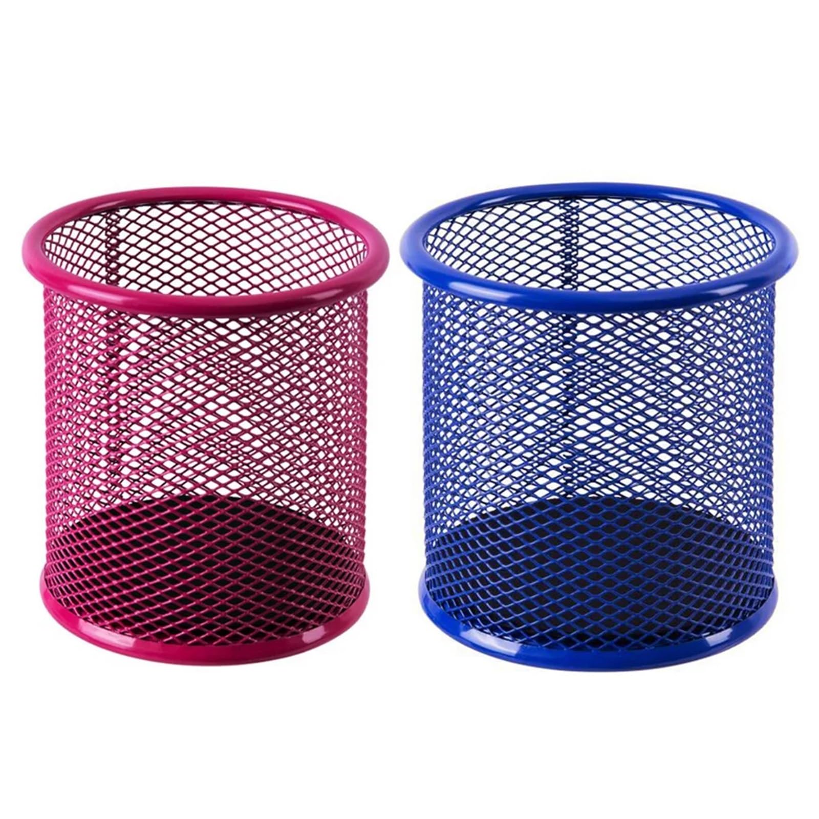 DHYUACN Pen Holder 2pcs Metal Pen Pot Round Iron Mesh Pencil Holder Container Cups Desk Organizer Deskside Desk Pen Holder