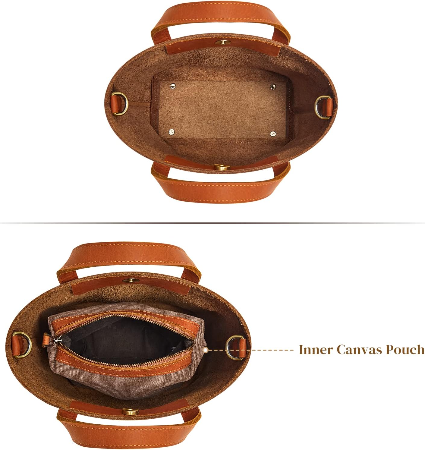 S-ZONE Leather Mini Crossbody Tote Bag Satchel Top-Handle Handbags Shoulder Purses with Inner Pouch - Image 4