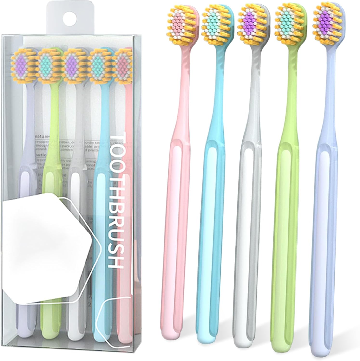 Toothbrush Extra Soft Toothbrushes for Adults Firm Medium Toothbrush Soft Toothbrushes for Adults Sensitive Gums Travel Toothbrush for Home Pack of 5 Medium