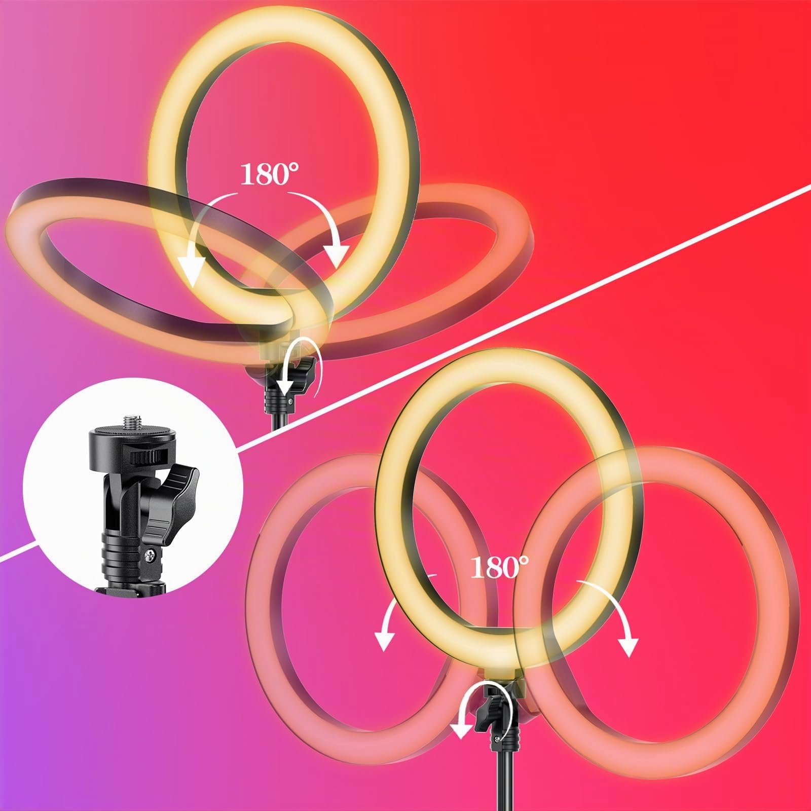 Ring Light Professionale, 182cm Treppiede per Smartphone con Luce, 10" Luce RGB Dimmerabile ad Anello per Selfie, Youtube, TikTok, Video & Fotografia