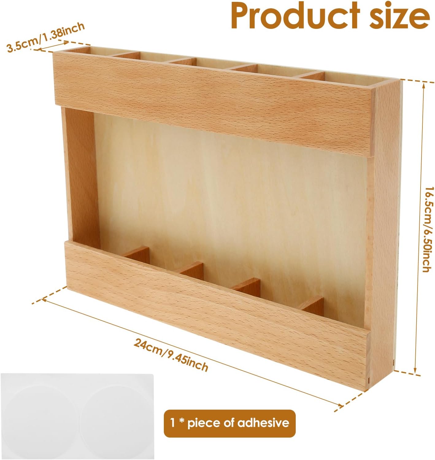 Wooden Straw Holder, Drinking Straw Dispenser for Counter w Double Sided Adhesive Tape, Reusable Straw Container Tumbler Straw Storage Organizer for Kitchen Cupboard Office(Straws Not Include)